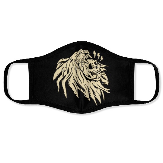 Wild Skull Lion Tattoo Design Face Masks