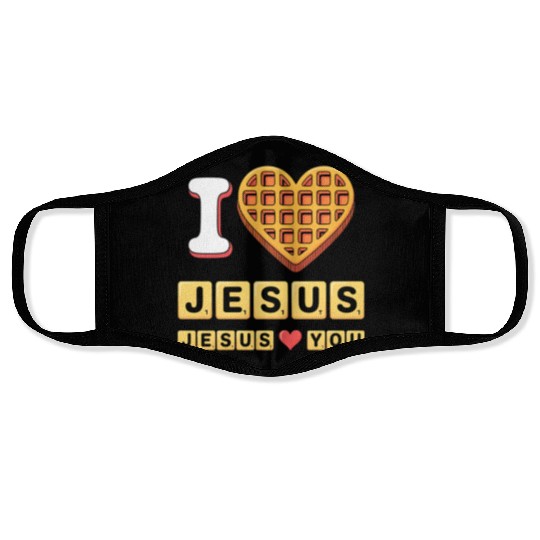 I Love Jesus Christian Breakfast Waffle Heart Face Masks