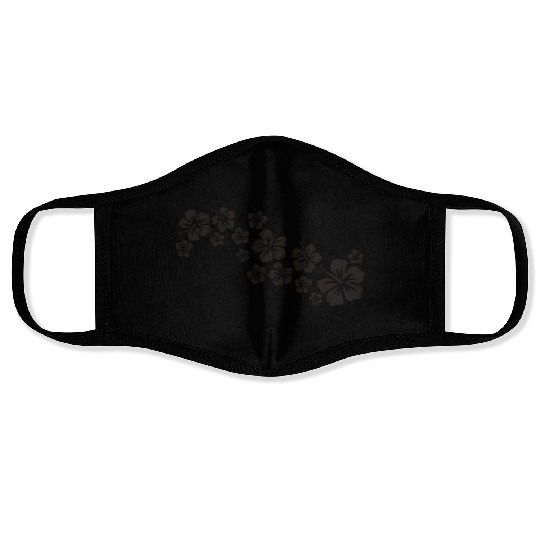 hibiscus blooms - black Face Masks