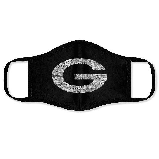 Big Green Bay Words Face Masks