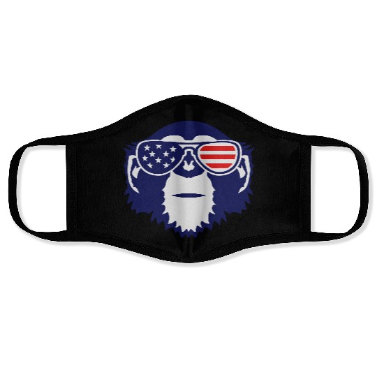monkey bezel color american flag sun Face Masks
