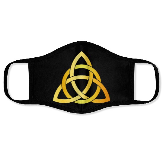 Original Triquetra circle celtic knot gold Face Masks