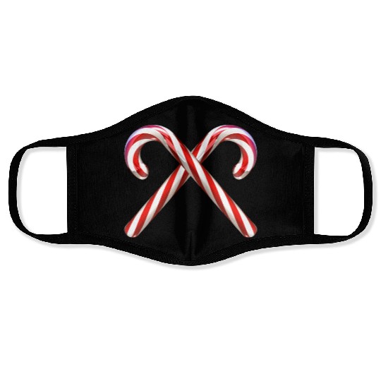 Crossed candy canes Face Masks