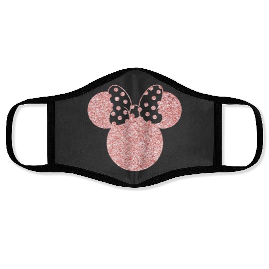 Disney Face Masks, Disney Ear Face Masks, Glitter Rose Gold Minnie