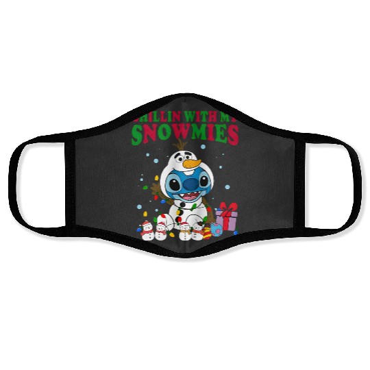 Disney Christmas Stitch Olaf Costume Face Masks, Chillin With My Snowmies Face Masks