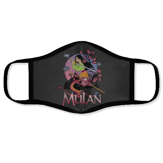 Disneyss Mulan Warrior Stance Sunset Poster Face Masks