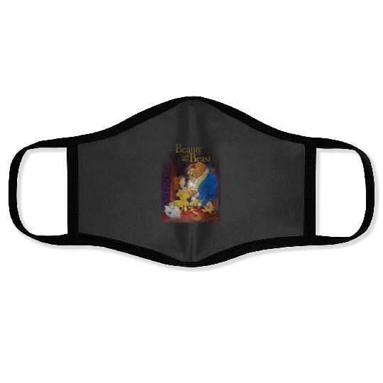 Disneyss Beauty And The Beast Distressed Vintage Group Shot Face Masks