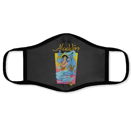 Disneyss Aladdin Group Shot Bold Distressed Poster Face Masks