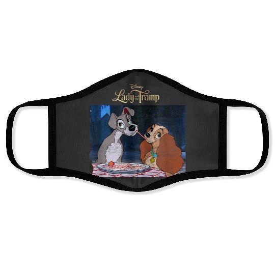 Disneyss Lady And The Tramp Classic Spaghetti Scene Poster Face Masks