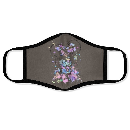 Watercolor Disney castle Face Masks, Minnie ears castle Face Masks, Magic Kingdom Face Masks, Disney world Disneyland Face Masks