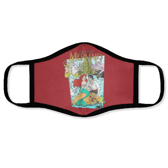 Disney The Little Mermaid Vintage Cover Graphic Face Masks, Retro 90s Disney Little Mermaid Face Masks