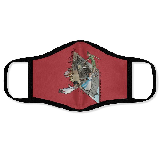 Retro 90s Disney Peter Pan Darling Flight Neverland Face Masks, Disney Never land map