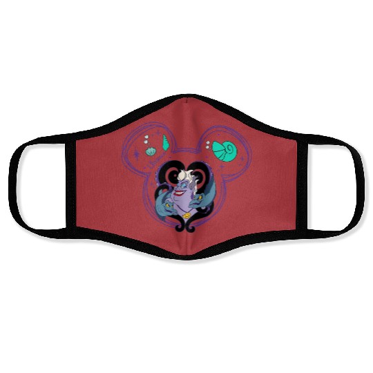 Ursula Face Masks, Villain Sea Queen, Disney Villain Mickey Head Face Masks, Little Mermaid Face Masks