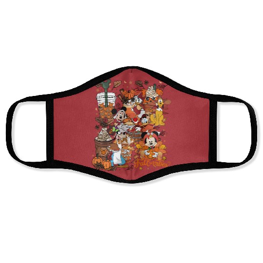 Disney Fall Vibes Face Masks, Disney Pumpkin Spice Face Masks, Mickey And Friends Fall Face Masks
