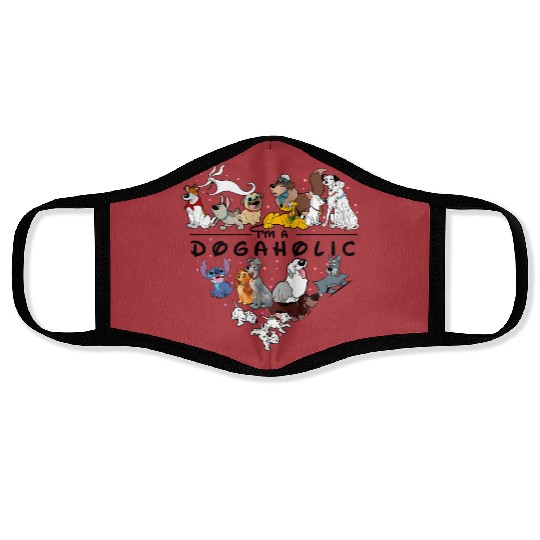 Disney Dogaholic Face Masks, Disney 101 Dalmatians Dogs, Tramp Face Masks Lady Dog Mom Who Loves Disney Pluto Dog