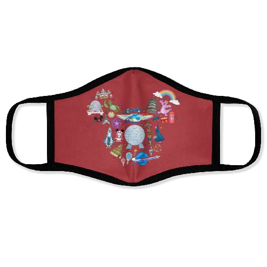 Disney Epcot Matching Face Masks for Men, Women and Kids with Mickey Head Ears