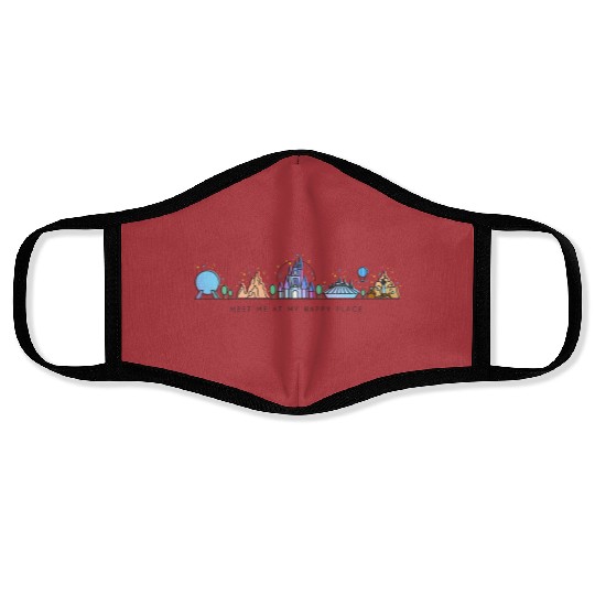 Vintage Disney Meet Me At My Happy Place 2 Side Face Masks, Vintage Disneyland Face Masks