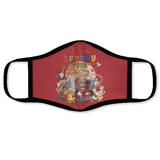 Vintage Epcot Spooky Tour 1928 Unisex Face Masks, Disney Epcot Halloween Face Masks
