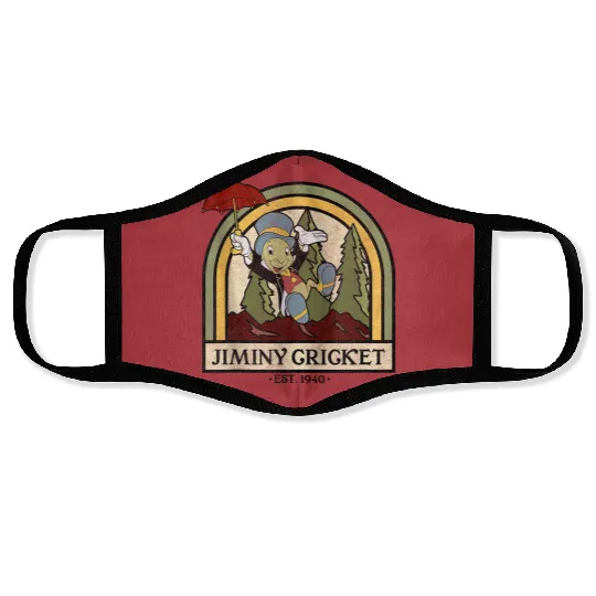 Disney Pinocchio Jiminy Cricket Established 1940 Face Masks
