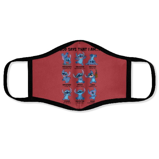 God says that I am Face Masks, Disney Stitch Face Masks,  Disney Trip Face Masks, Disney Family Face Masks