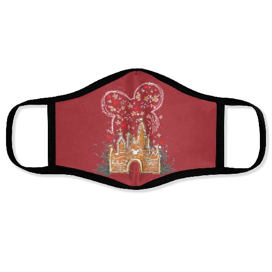 Mickey Gingerbread Castle Face Masks, Christmas Castle Face Masks, Disney Christmas Face Masks