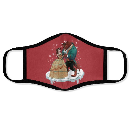 Beauty and the Beast Retro Christmas Face Masks, Disney Princess Christmas Face Masks