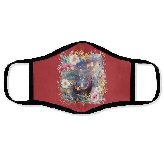 Vintage Disney Tangled Rapunzel Floral Face Masks, Retro Disney Princess Face Masks, Princess Rapunzel Flynn Rider, Lost Princess Face Masks