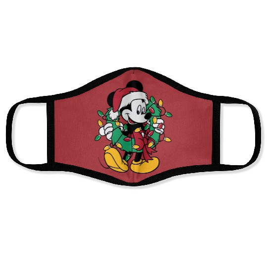 Disney Mickey Mouse Christmas Lights, Christmas Wreath Face Masks
