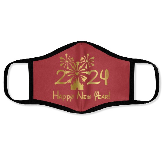 Disney 2024 New Year's Eve Fireworks Gold Foil Face Masks, Disney New Years Face Masks