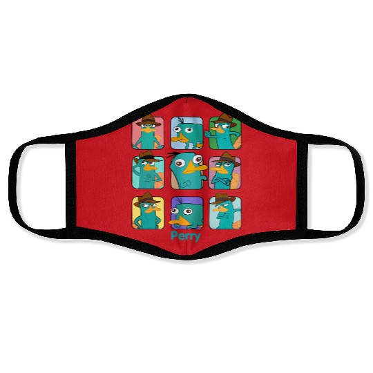 Disney Phineas and Ferb Perry the Platypus Emotions Retro 90s Graphic Face Masks