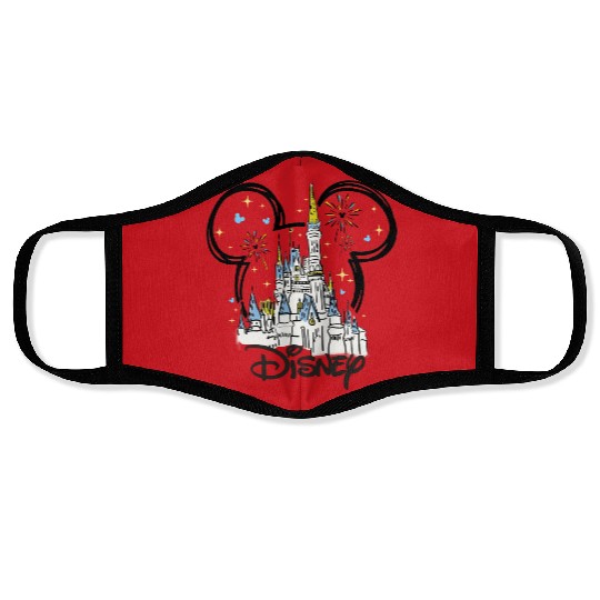 Disney Castle Couple Face Masks | Magic Kingdom Castle Face Masks | Minnie Ear Face Masks