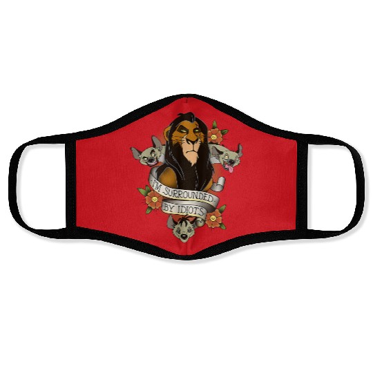 Discover Disney Lion King Scar I'm Surrounded By Idiots Face Masks, Cartoon Face Masks, Cute Face Masks, Gift For Family