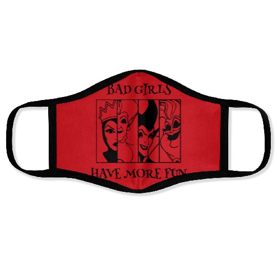 Bad Girls Have More Fun - Disney Villian Graphic Face Masks, Ursula Maleficent Evil Queen, Disney Face Masks, Halloween Tees, Disney Tees.