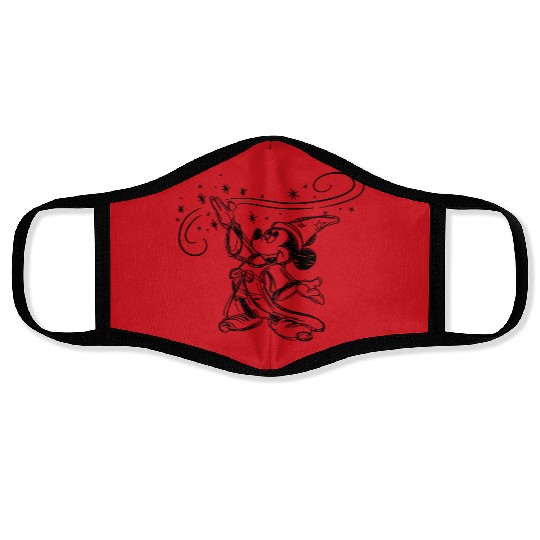 Sketched Sorcerer Mickey Face Masks, Matching Disney Face Masks, Classic Mickey Face Masks