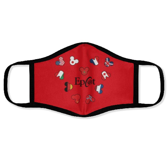 Epcot Mickey Flags Around the World Unisex Face Masks, World Showcase, Disney Magic Kingdom, Disney Epcot