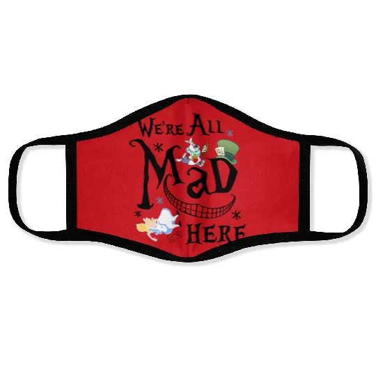 Disney Alice In Wonderland Cheshire Cat We're All Mad Here Retro Face Masks,