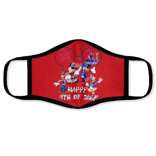 Mickey Mouse And Friends Mickey Head Disney Happy July 4th Fireworks Face Masks