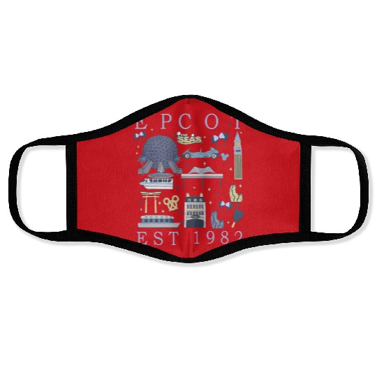 Disney Epcot Est 1982  Face Masks, Mickey And Friends, Epcot Center 1982 Face Masks