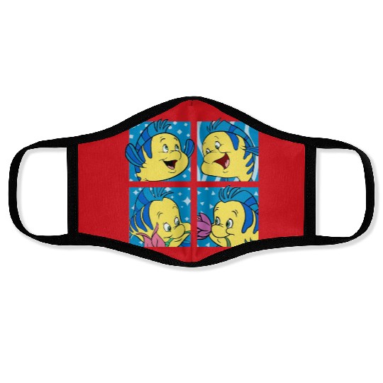 Cute Flounder Portrait Face Masks, Disney The Little Mermaid Face Masks