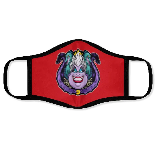 Ursula Villain Vintage Face Masks, Disney Villain's Ursula Face Masks, Ursula Sea Witch Women's Face Masks, Disney Sea Witch Ursula Classic Face Masks