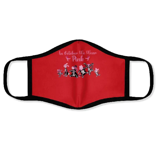 Winnie The Pooh In October We Wear Pink Face Masks, Disney Pooh Breast Cancer Warrior Face Masks