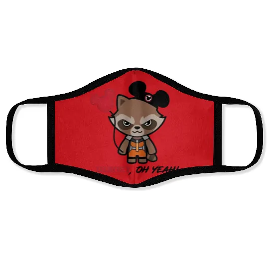 Disney Rocket Raccoon Mickey Ears Face Masks, Disney Guardians Of The Galaxy Face Masks