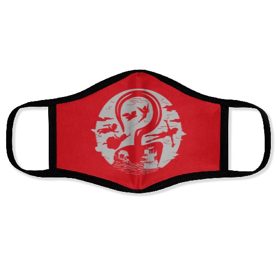 Disney Peter Pan Tink Wendy Kids Flying Silhouettes Face Masks, Peter Pan Face Masks