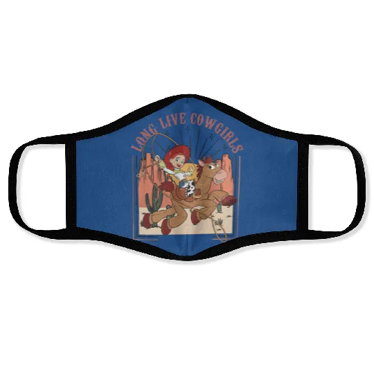 Vintage Disney Toy Story Jessie Face Masks, Long Live Cowgirls Western Vibe Face Masks, Disney Face Masks