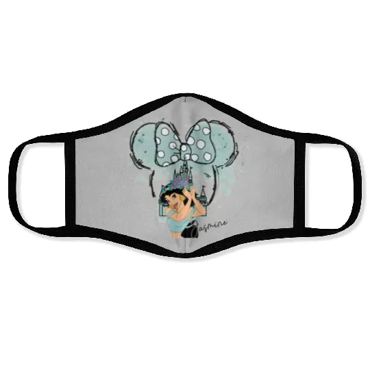 Jasmine Princess Face Masks, Princess Jasmine, Disney Jasmine Princess, Watercolor Disney Princess Face Masks