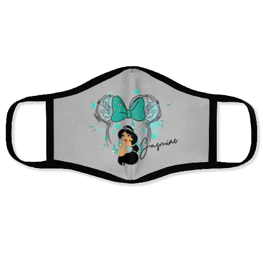 Princess Jasmine, Jasmine Face Masks, Watercolor Disney Castle Face Masks