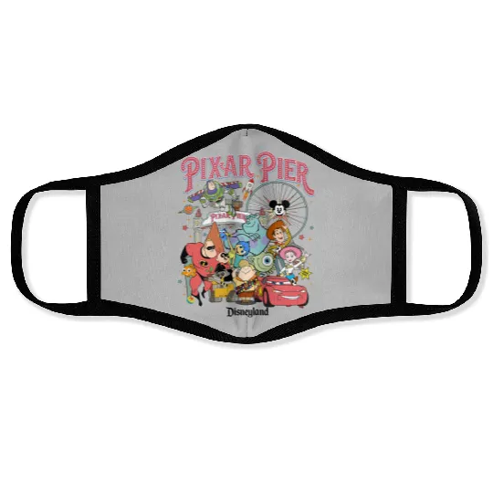 Vintage Pixar Pier Disneyland Face Masks, Disneyland Pixar Fest 2024 Face Masks, Meet me at Pixar Pier Disney Pixar Characters