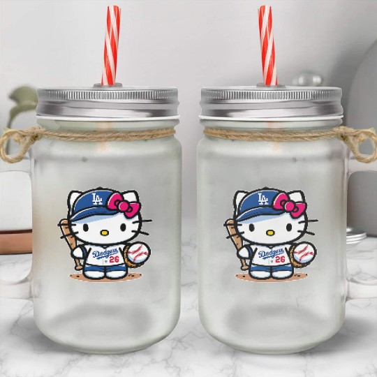 Hello Kitty Dodgers Mason Jar Cups