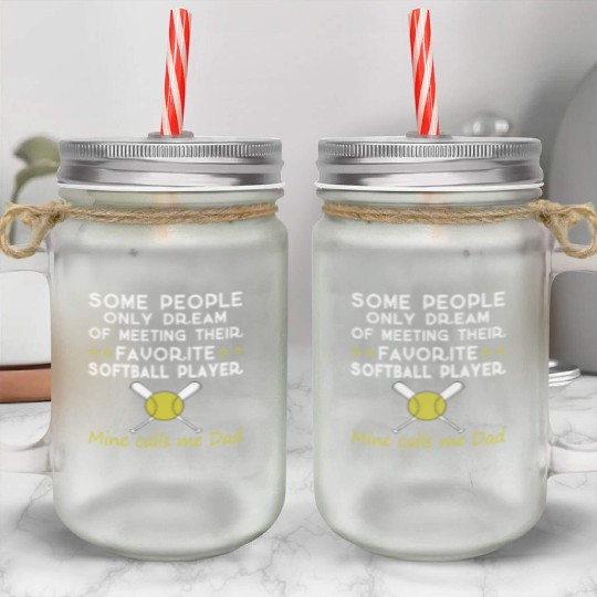 SOFTBALL DAD Mason Jar Cups