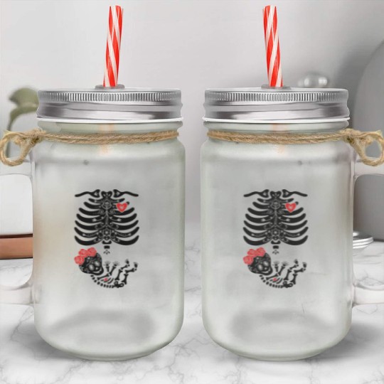 Maternity Sugar Skull Girl - Frida Mason Jar Cups